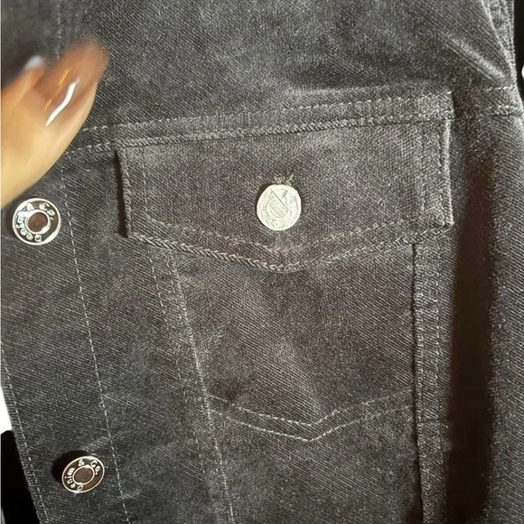 Denim & Company D Co Velour Trucker Button Down Jacket Size Large - Picture 7 of 7